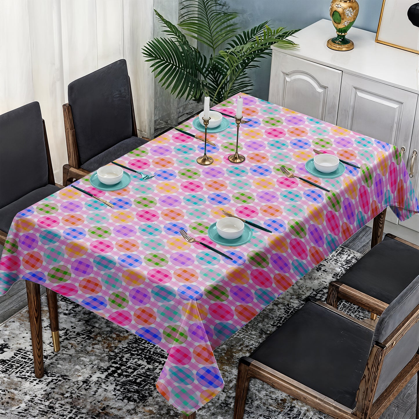 Coloured Circles Rectangle Tablecloth
