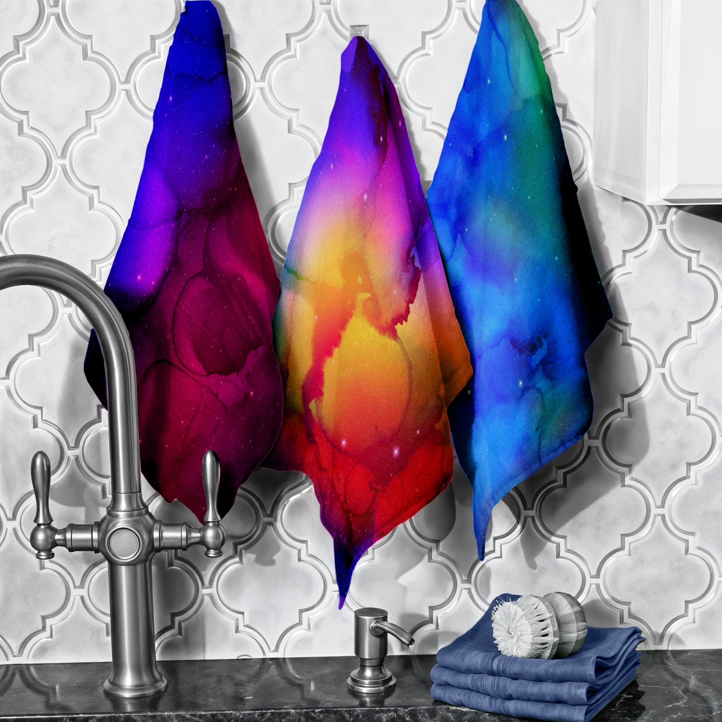 Coloured Clouds Dish Cloth (Set of 3)