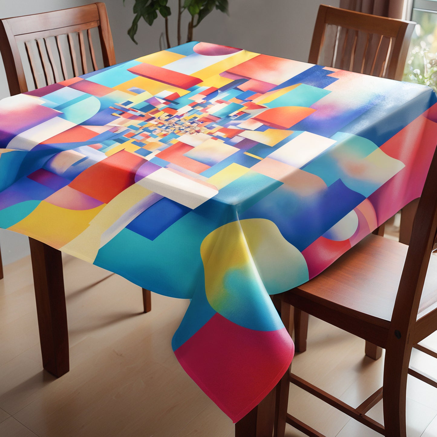 Coloured Geometry Square Tablecloth