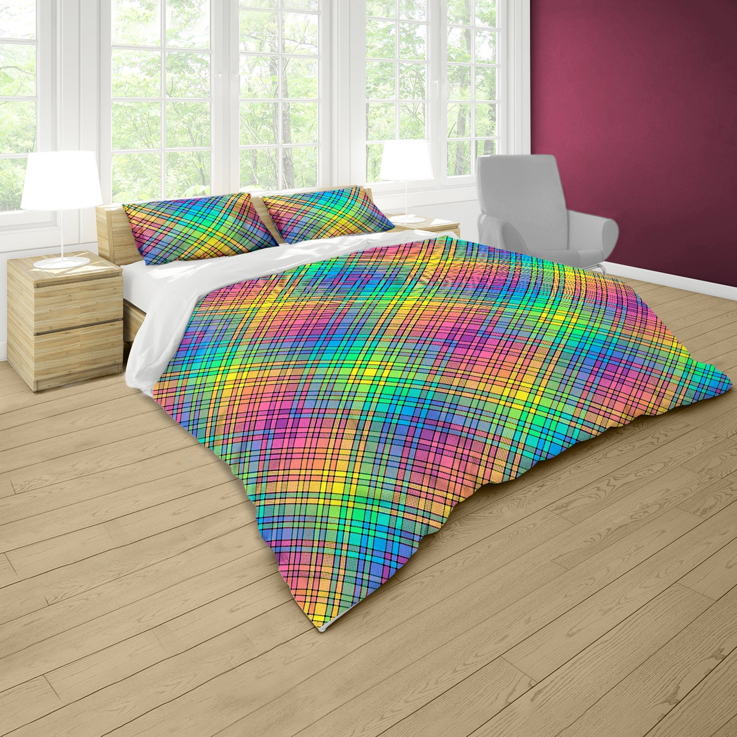 Coloured Plaid Pattern Mirage Duvet Cover Set