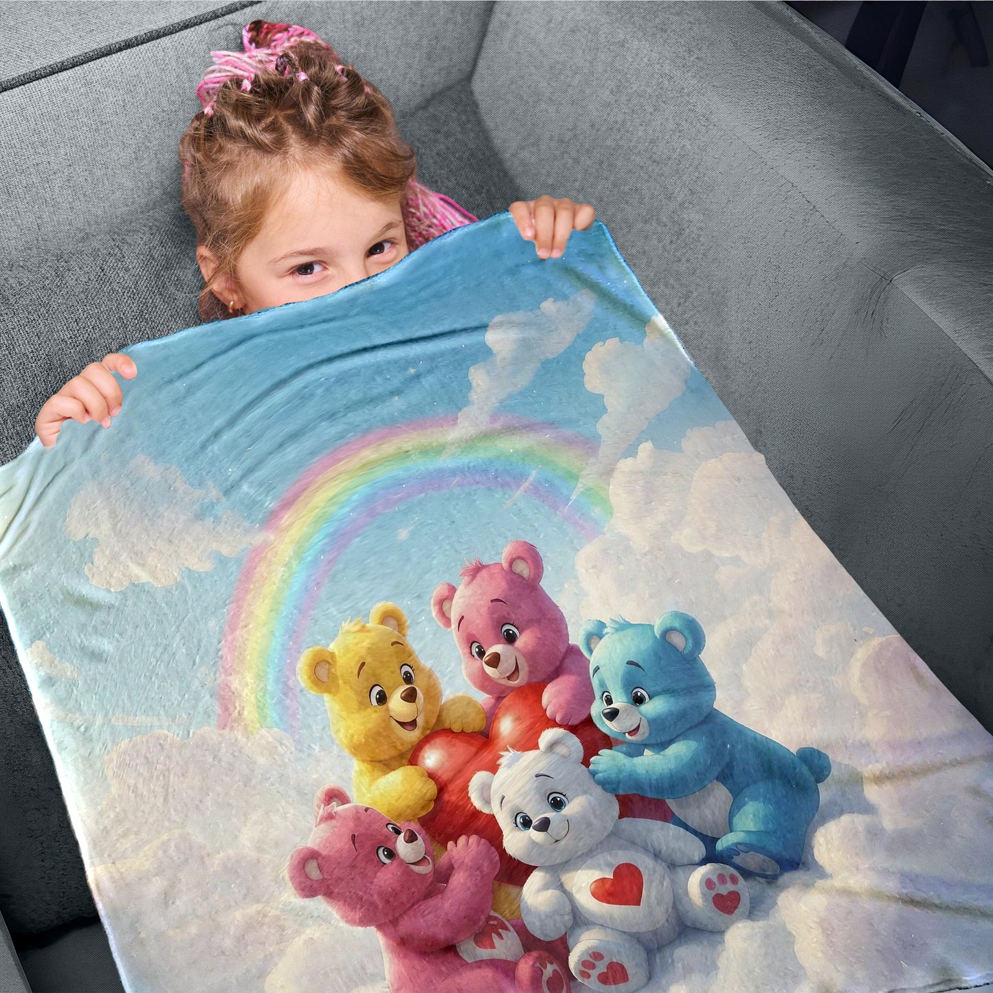 Coloured Teddybears Toddler Fleece Blanket