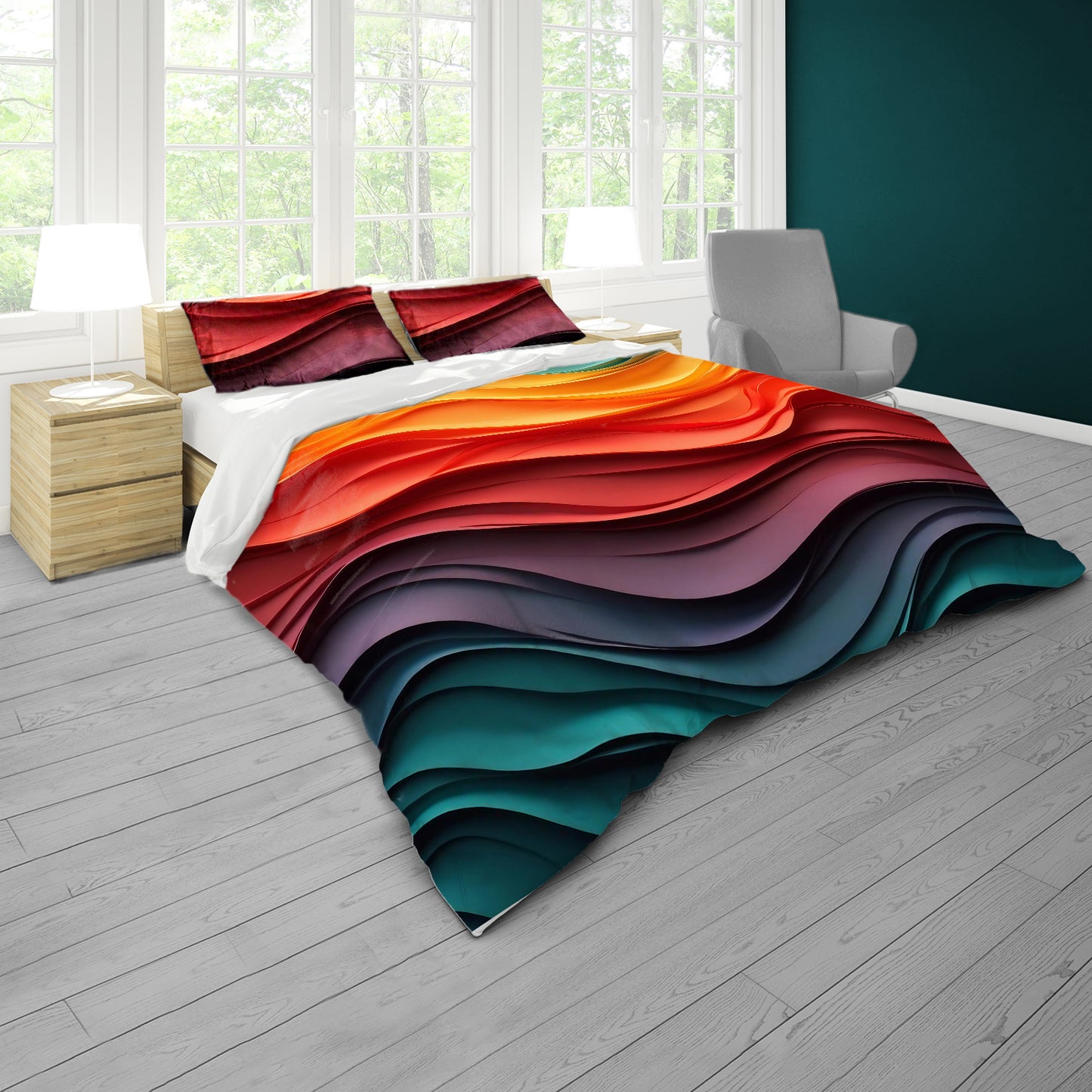 Coloured Velvet Currents Duvet Cover Set