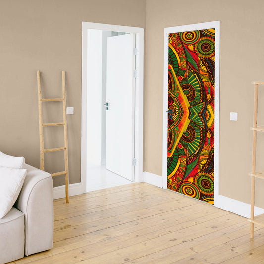 Colourful African Pattern Door Decoupage