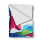 Colourful Cow Light Weight Fleece Blanket by Wikus Schalkwyk