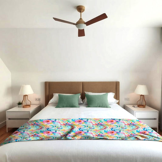 Colourful Curls Light Bed Throw