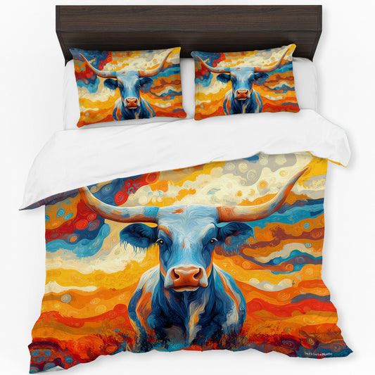 Colourful Texas Longhorn Duvet Cover Set by Wikus Schalkwyk