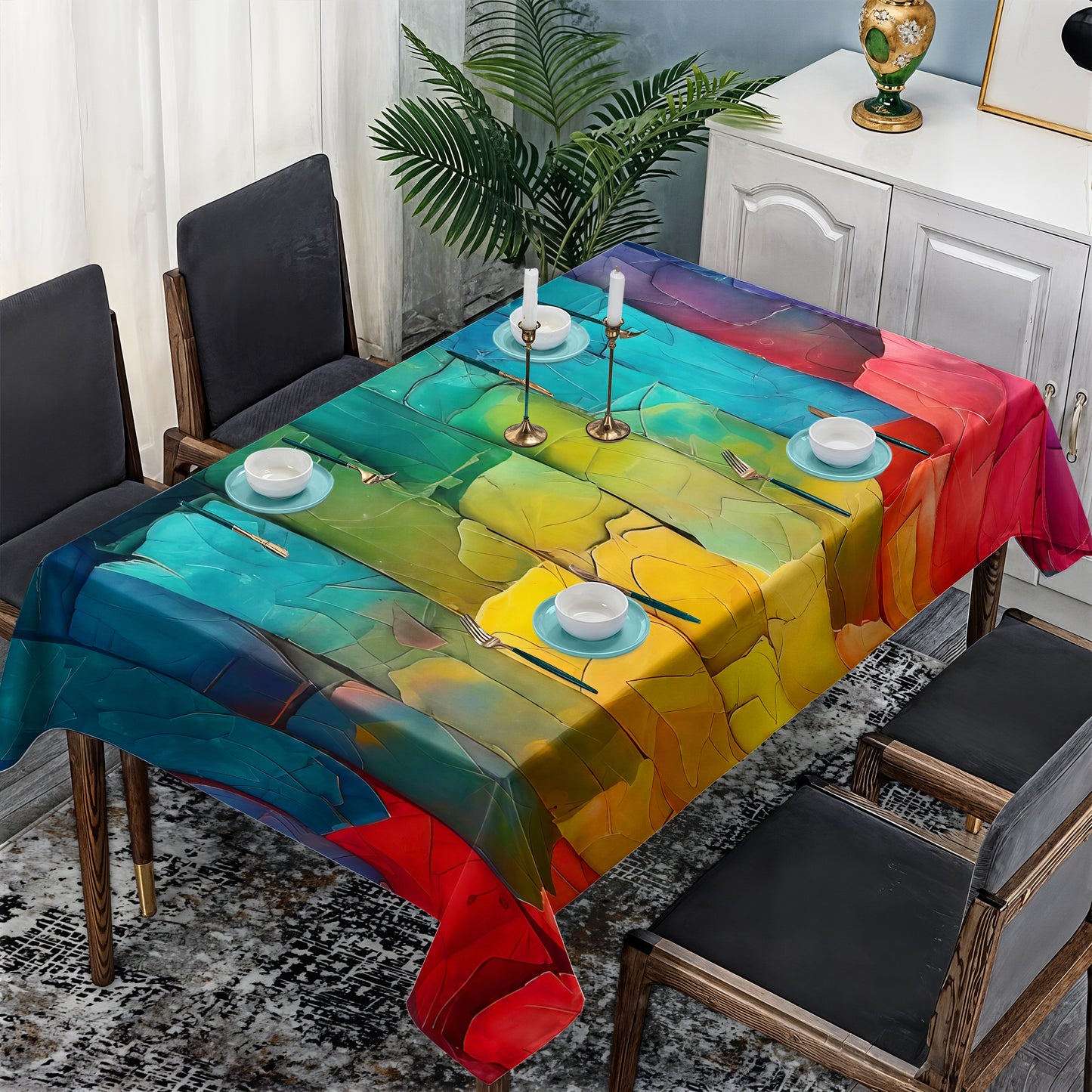 Colourful Bark Rectangle Tablecloth