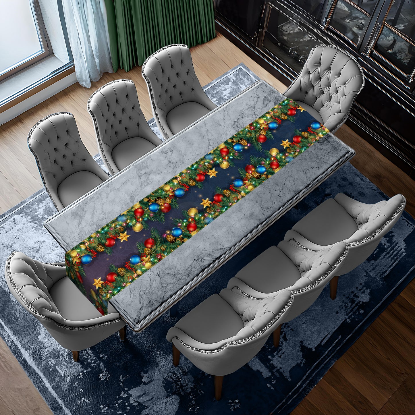 Colourful Baubles Christmas Table Runner