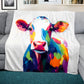 Colourful Cow Light Weight Fleece Blanket by Wikus Schalkwyk
