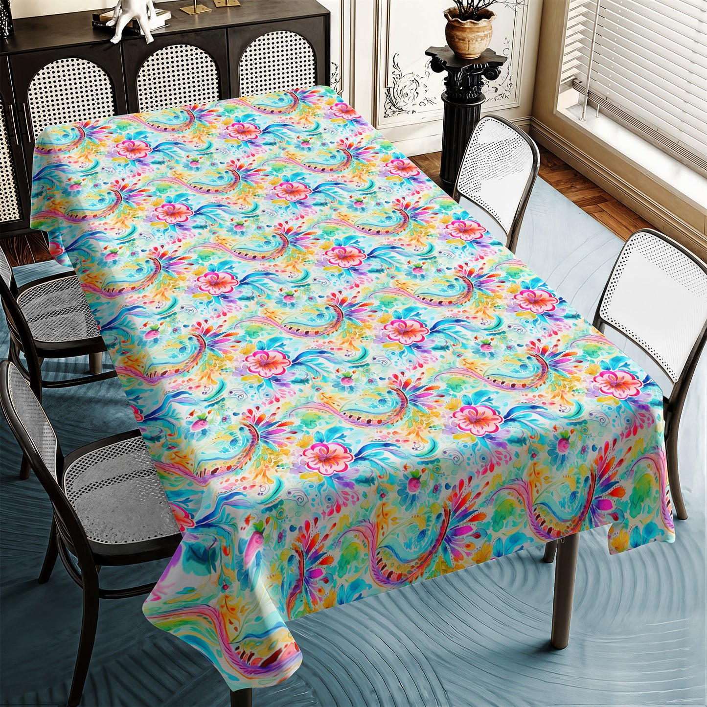 Colourful Curls Rectangle Tablecloth