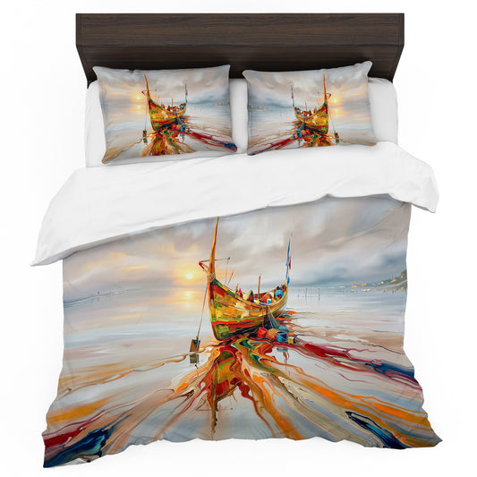 Colourful Fisher's Boat Duvet Cover Set