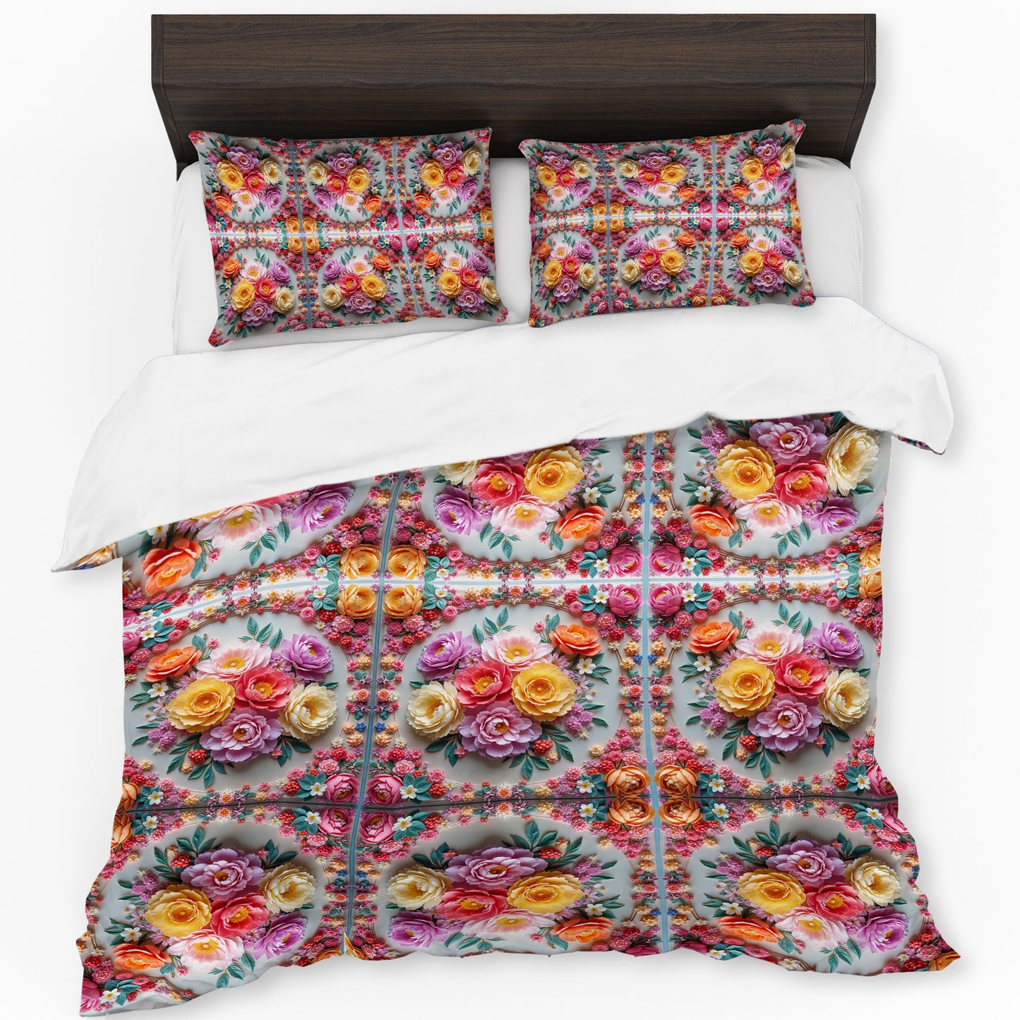 Colourful Floral Tiles Duvet Cover Set