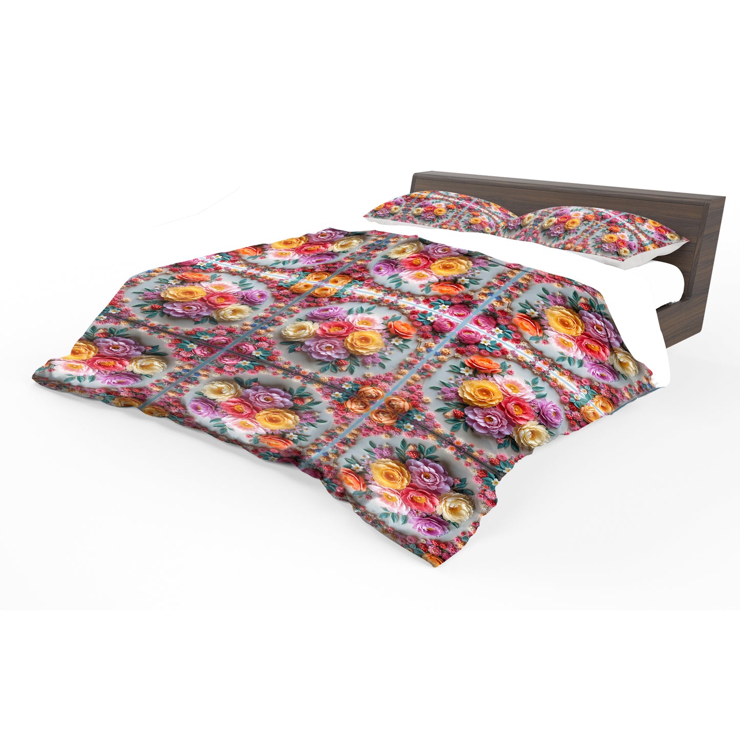 Colourful Floral Tiles Duvet Cover Set