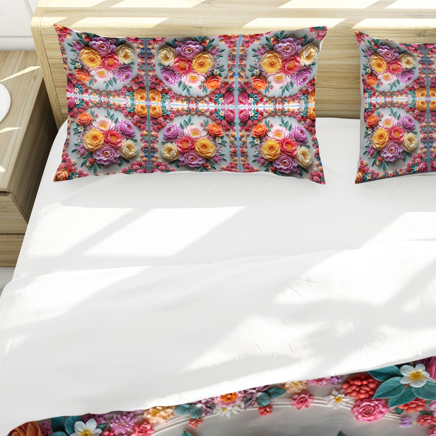 Colourful Floral Tiles Duvet Cover Set