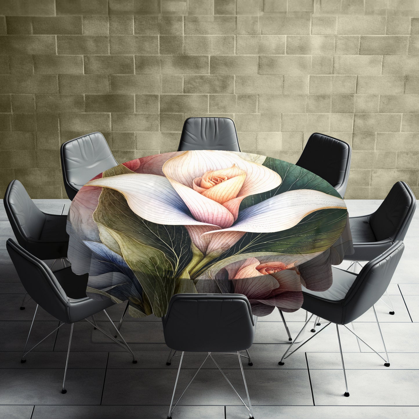 Colourful Lily Round Tablecloth