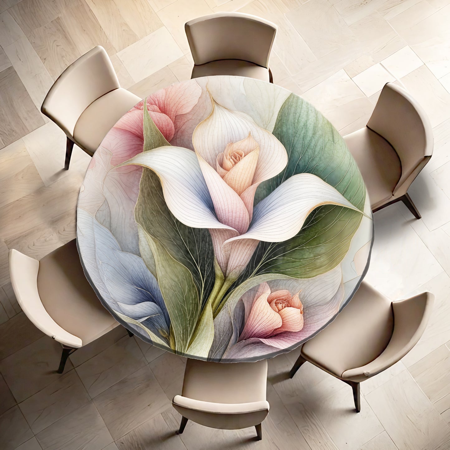 Colourful Lily Round Tablecloth