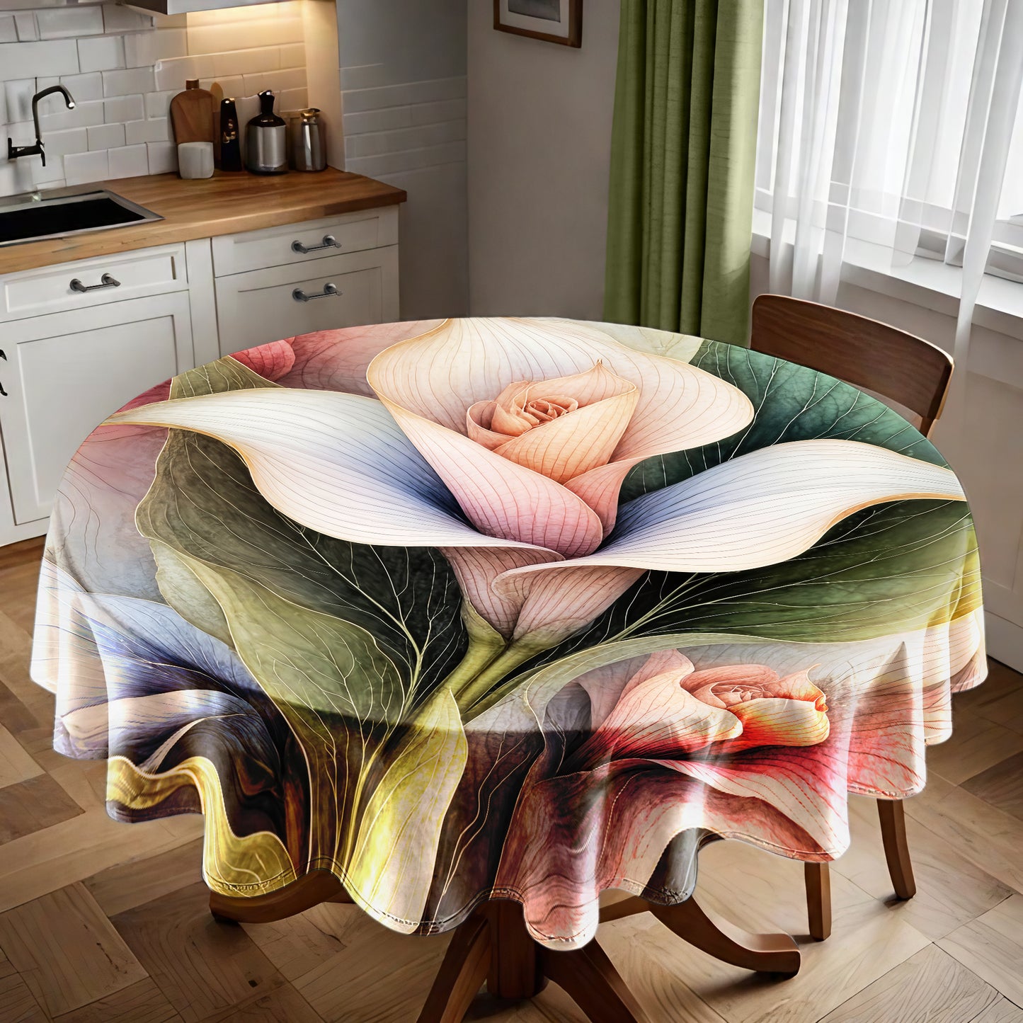 Colourful Lily Round Tablecloth