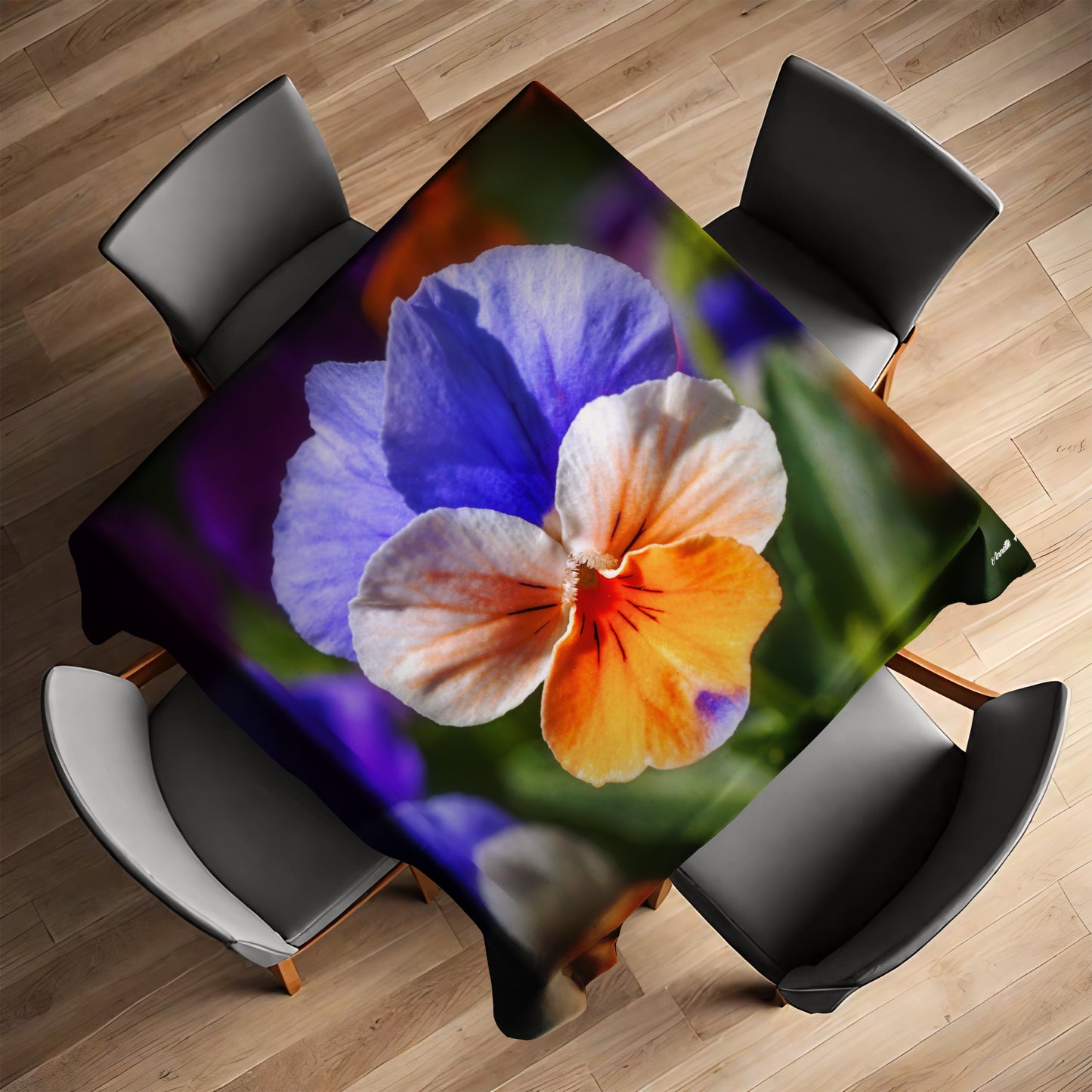 Colourful Pansy Square Tablecloth by Annette Heymans