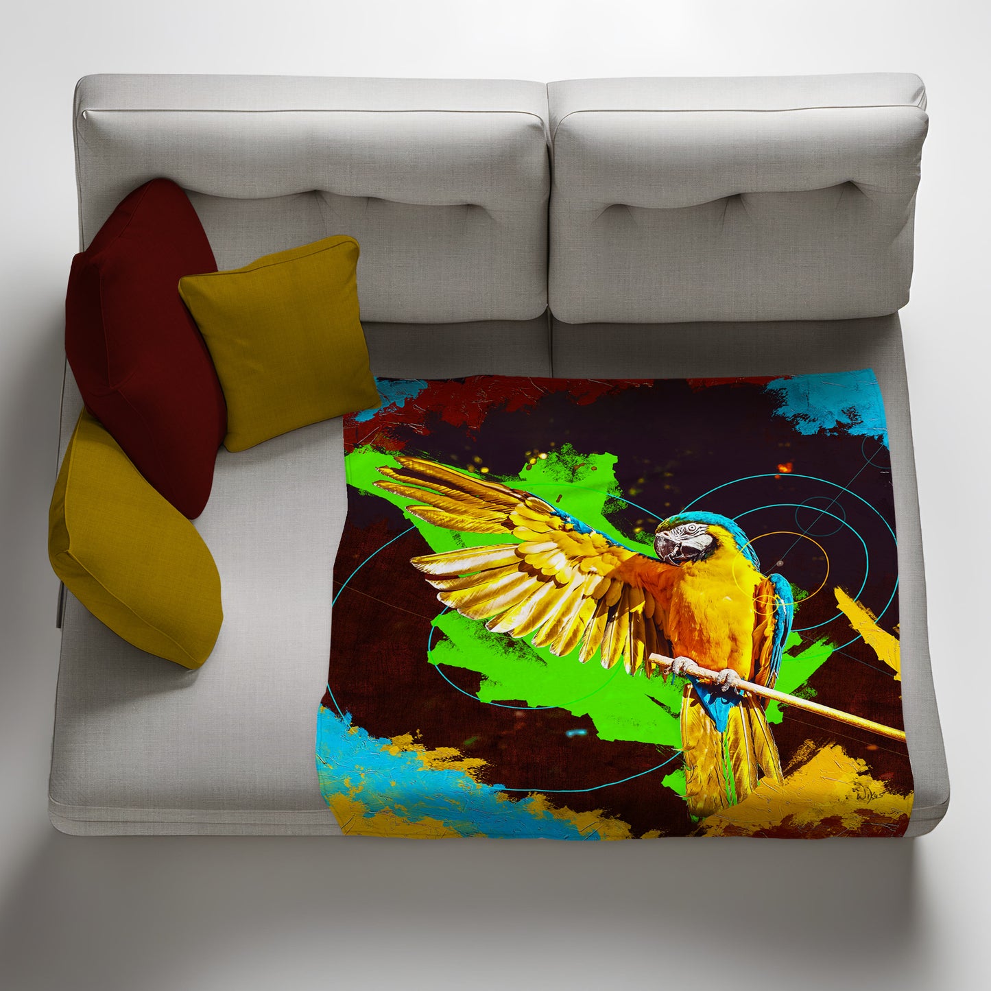 Colourful Parrot Light Weight Fleece Blanket