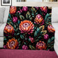 Colourful Proteas on Black Light Weight Fleece Blanket