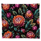 Colourful Proteas on Black Light Weight Fleece Blanket