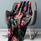 Colourful Proteas on Black Light Weight Fleece Blanket