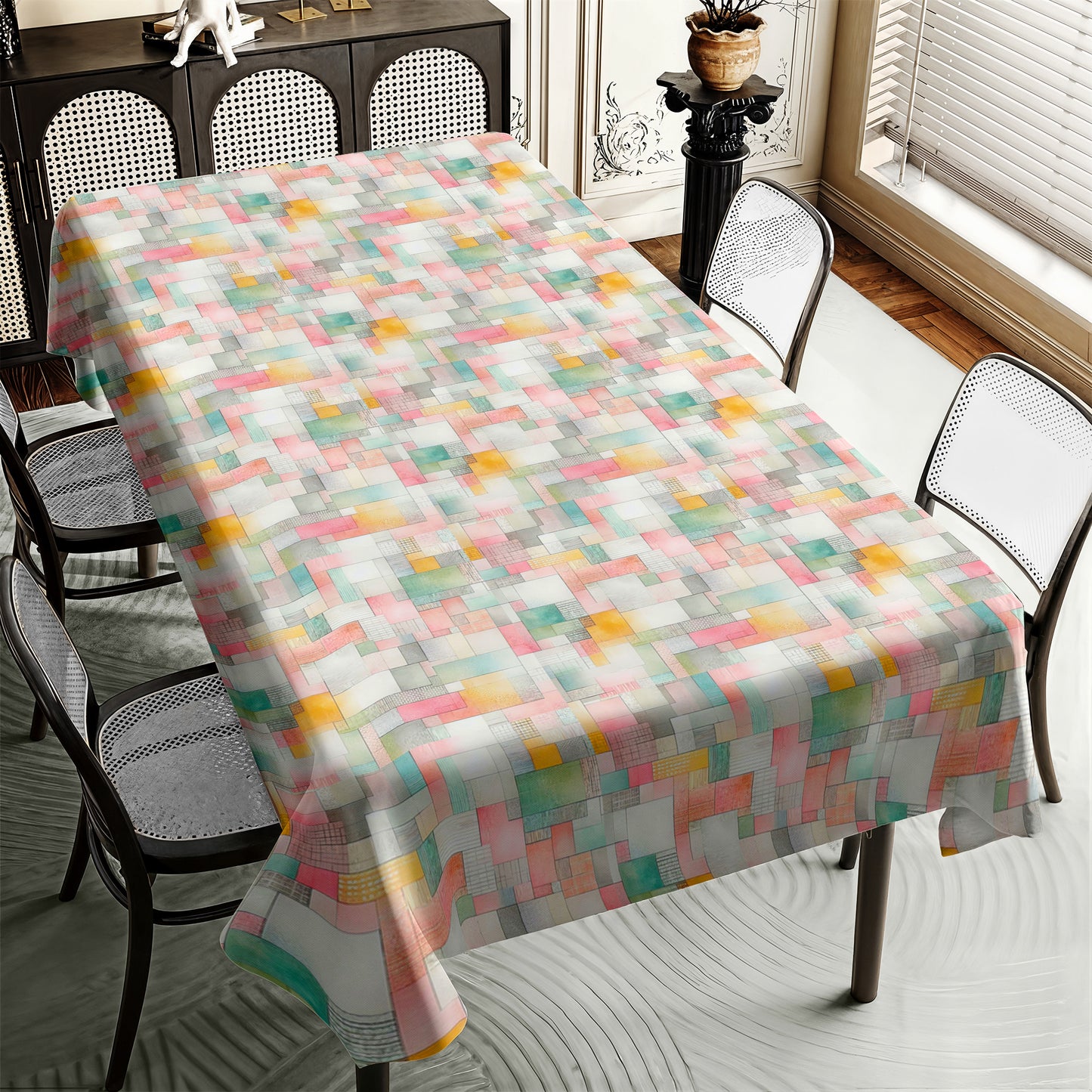 Colourful Rectangles Rectangle Tablecloth
