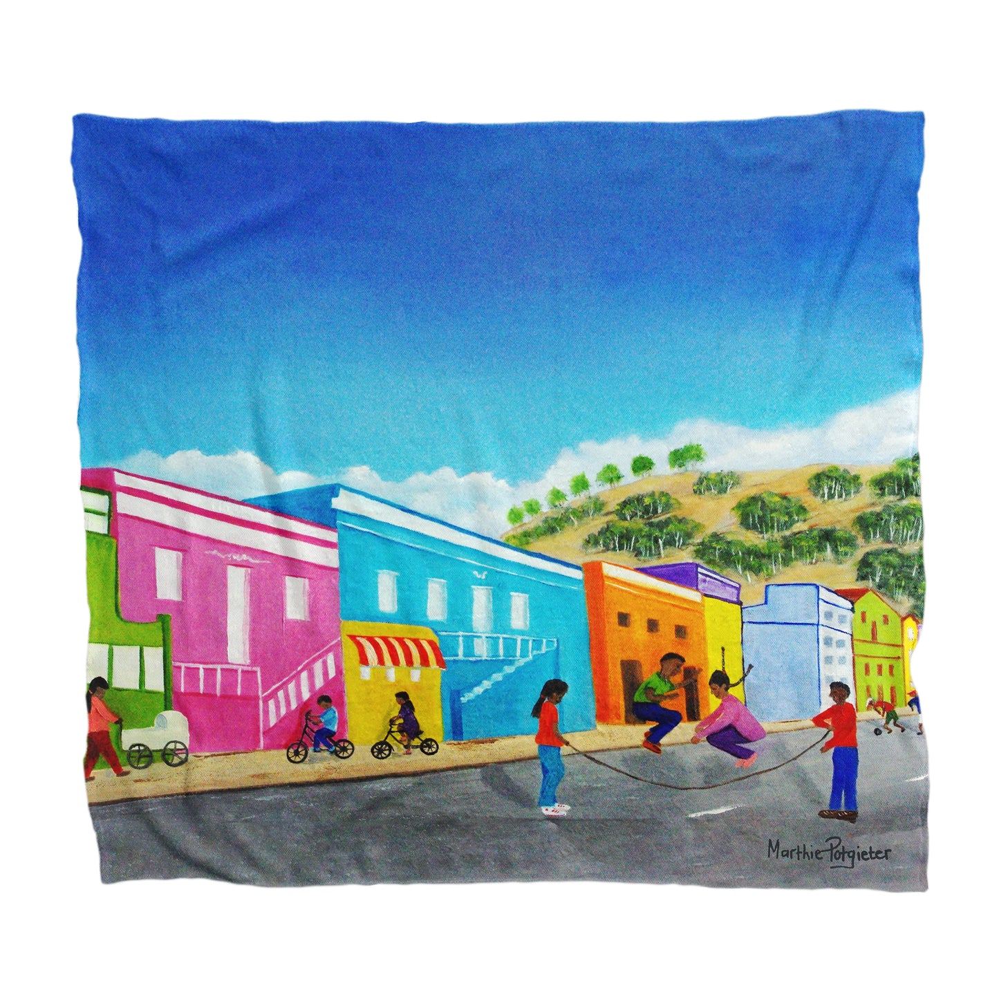 Colourful Strip Buildings Light Weight Fleece Blanket by Marthie Potgieter