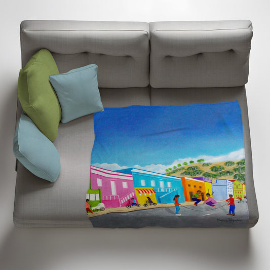 Colourful Strip Buildings Light Weight Fleece Blanket by Marthie Potgieter