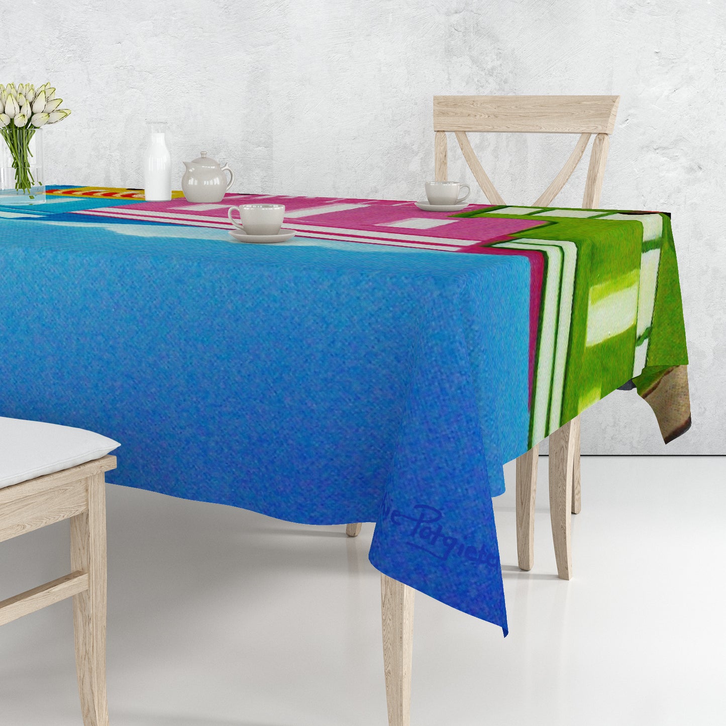 Colourful Strip Buildings By Marthie Potgieter Rectangle Tablecloth