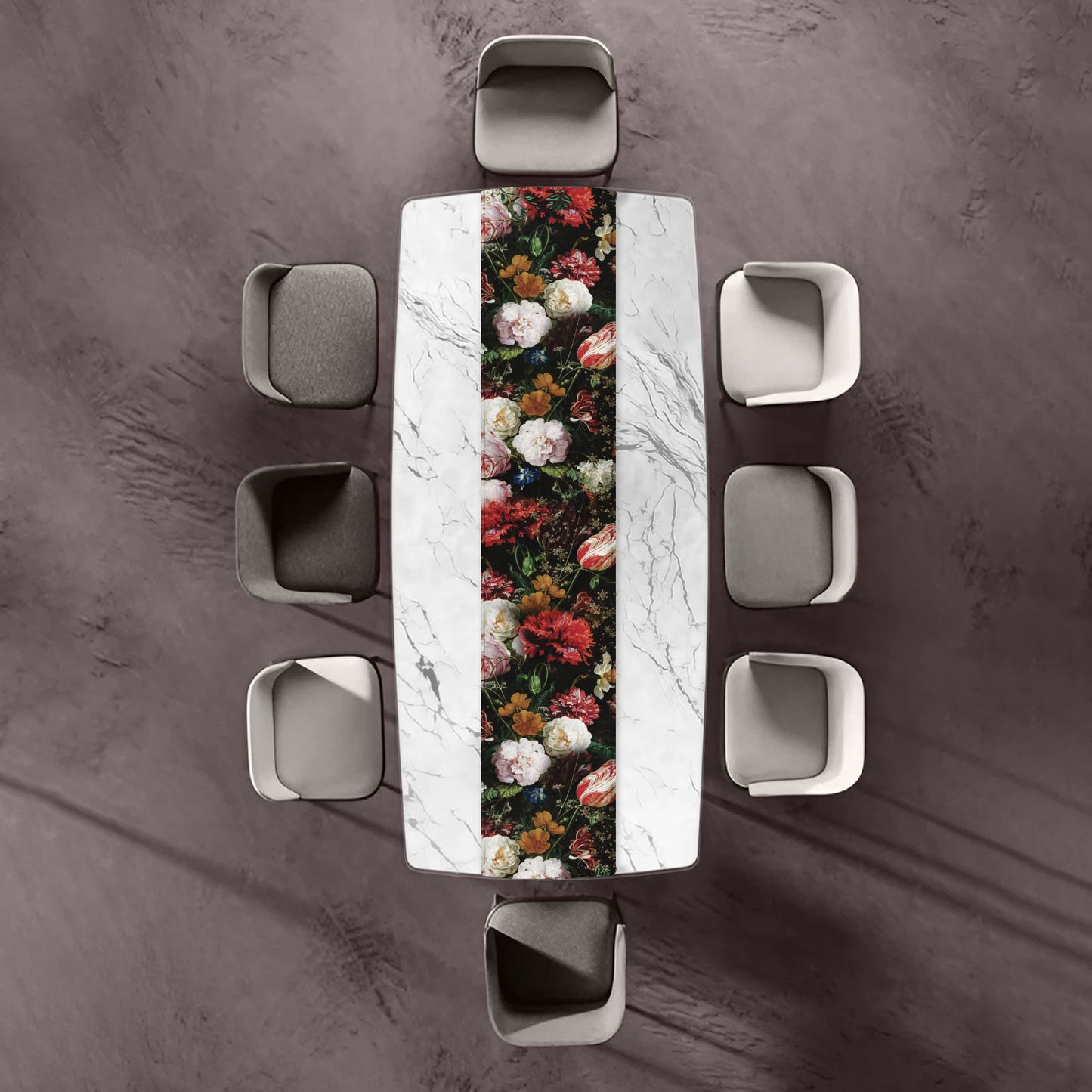 Colourful Floral on Black Table Runner