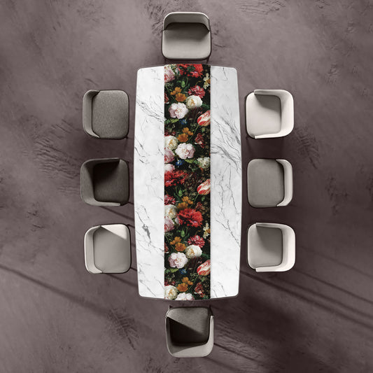 Colourful Floral on Black Table Runner
