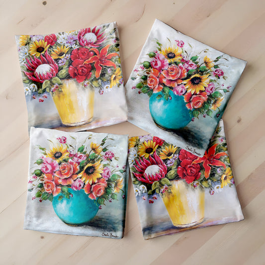 Colourful Flower Vase Luxury Scatter Covers By Stella Bruwer (Set of 4)