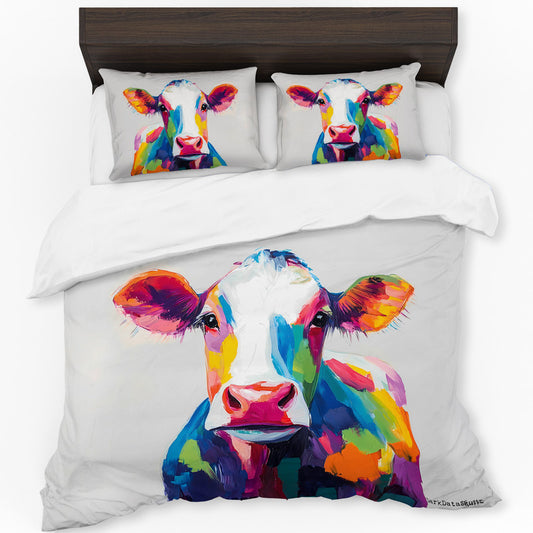 Colourful Cow Duvet Cover Set by Wikus Schalkwyk