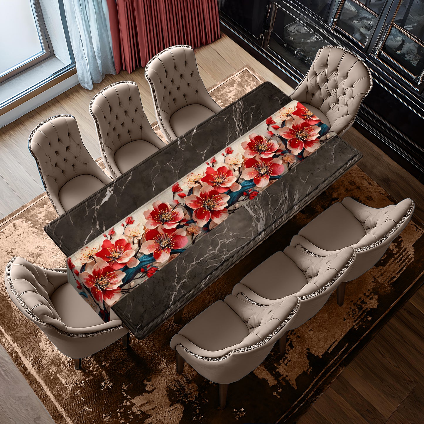 Continuous Red Table Runner