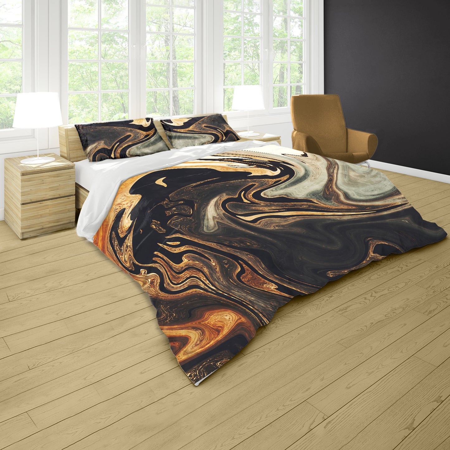 Copper Swirl Duvet Cover Set