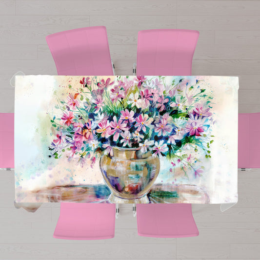 Cosmos Arrangement Rectangle Tablecloth by Kristin van Lieshout