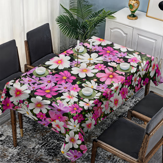 Cosmos on Black Rectangle Tablecloth By Mark Van Vuuren