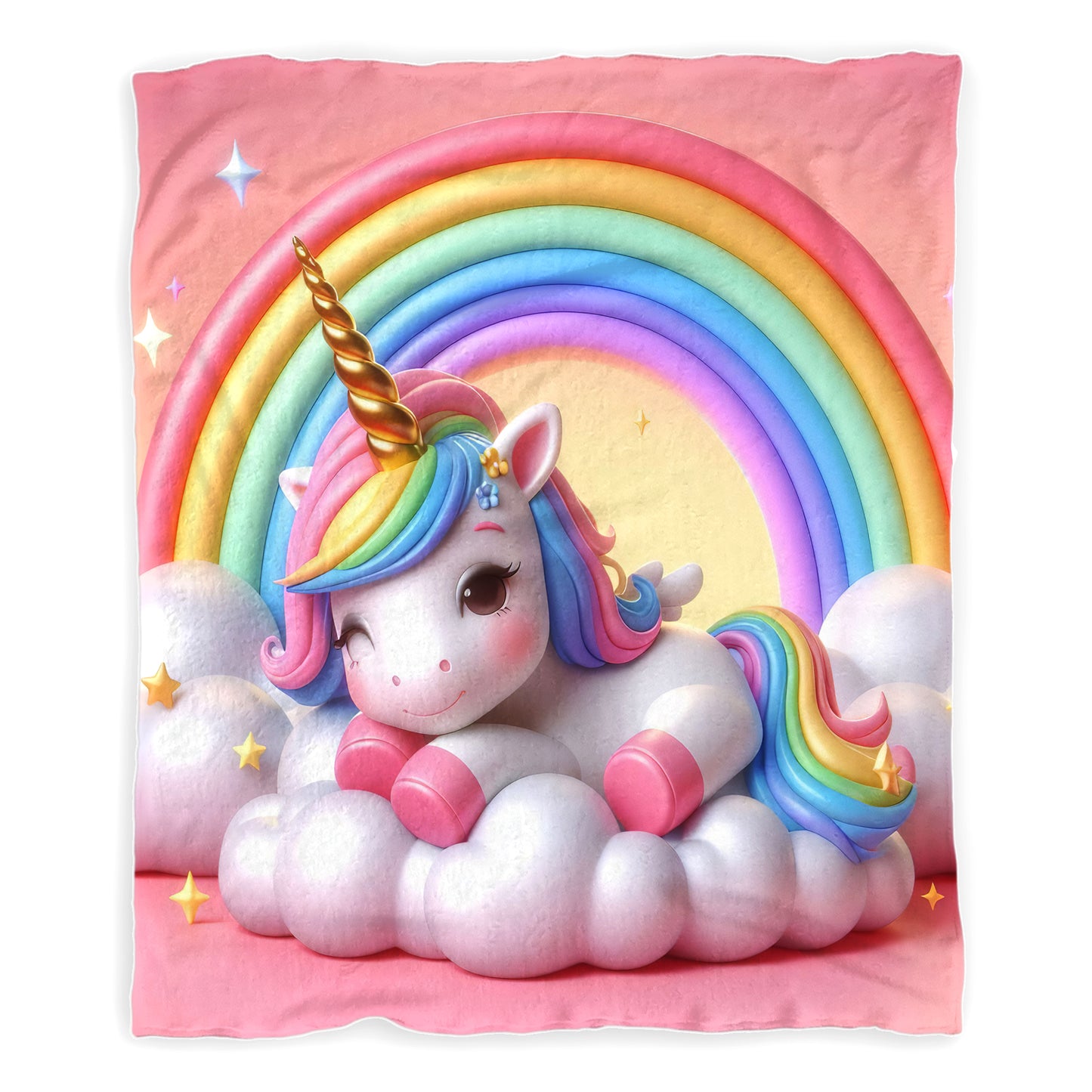 Cotton Candy Unicorn Minky Blanket