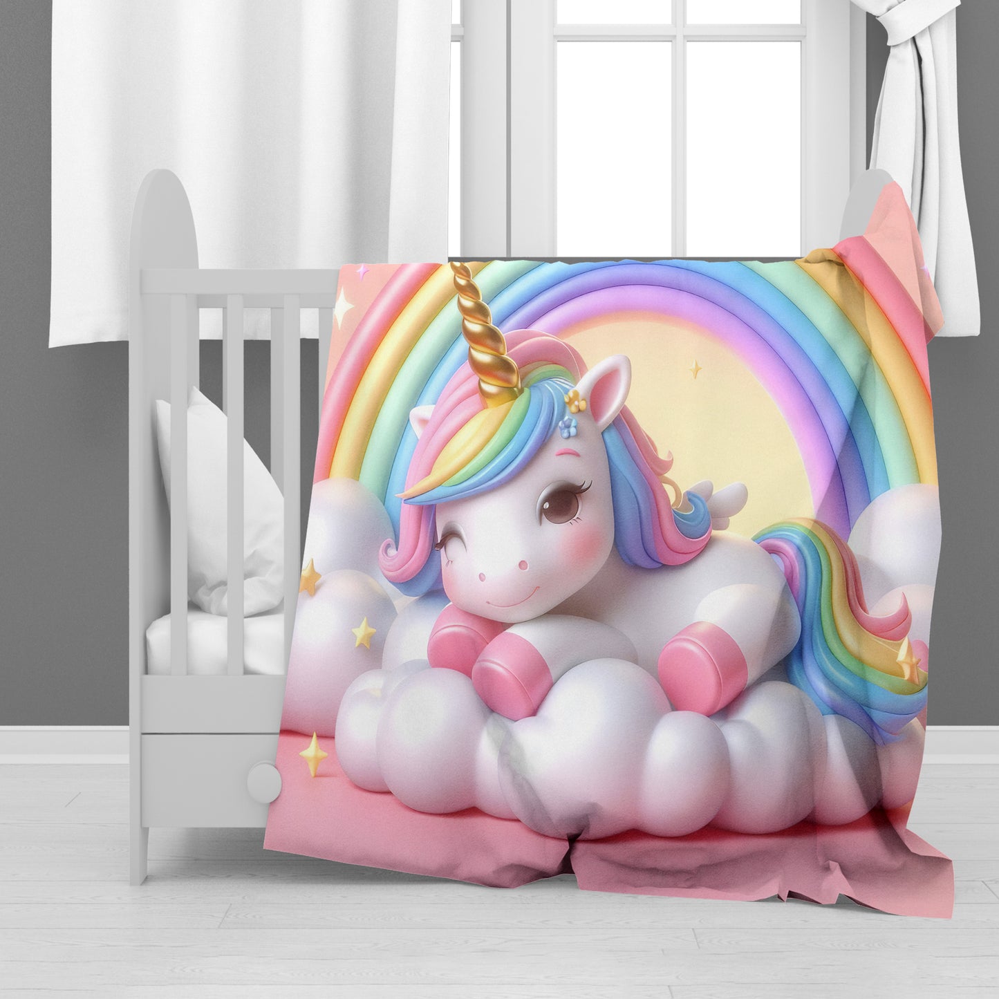 Cotton Candy Unicorn Minky Blanket