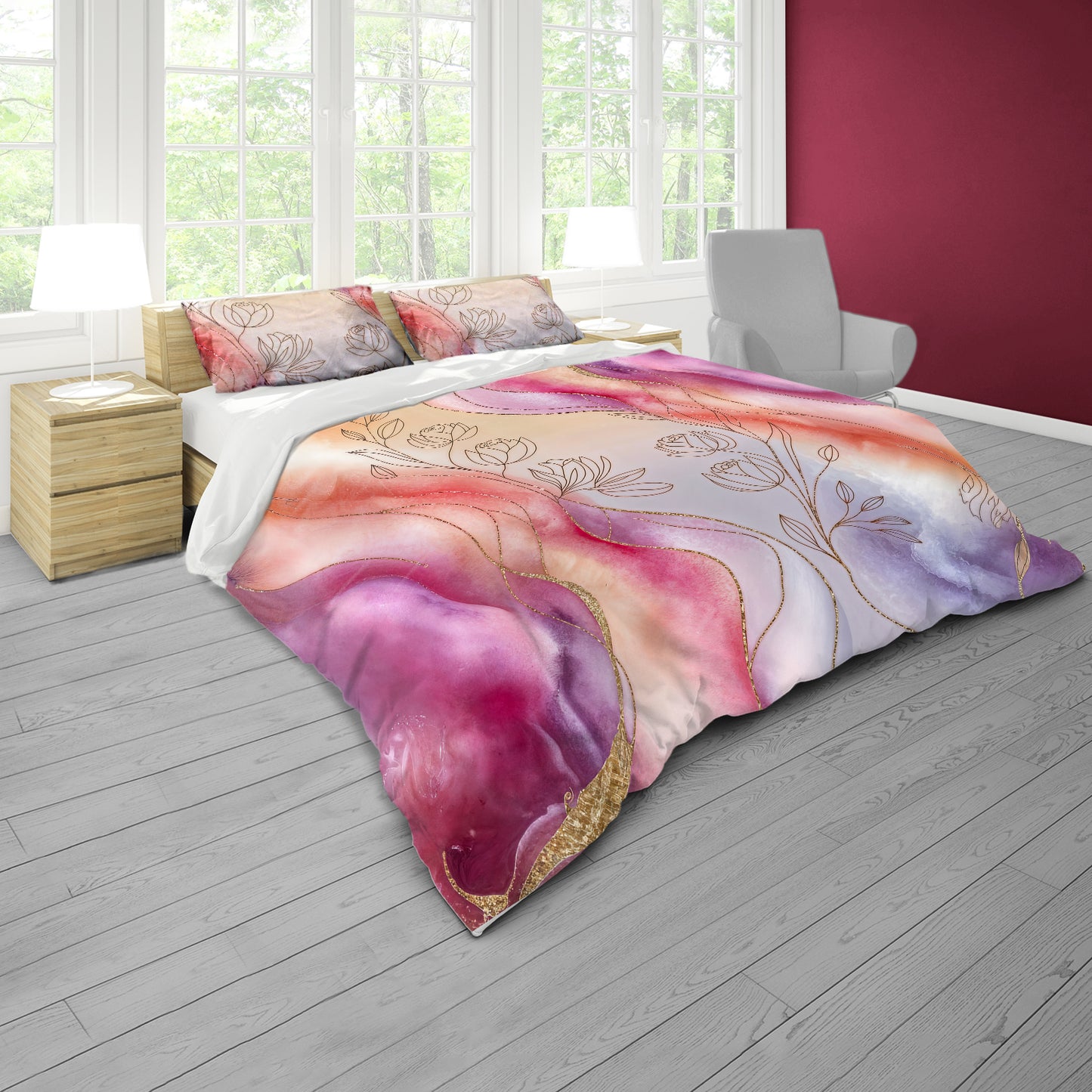 Cotton Flow Flowers Duvet Cover Set