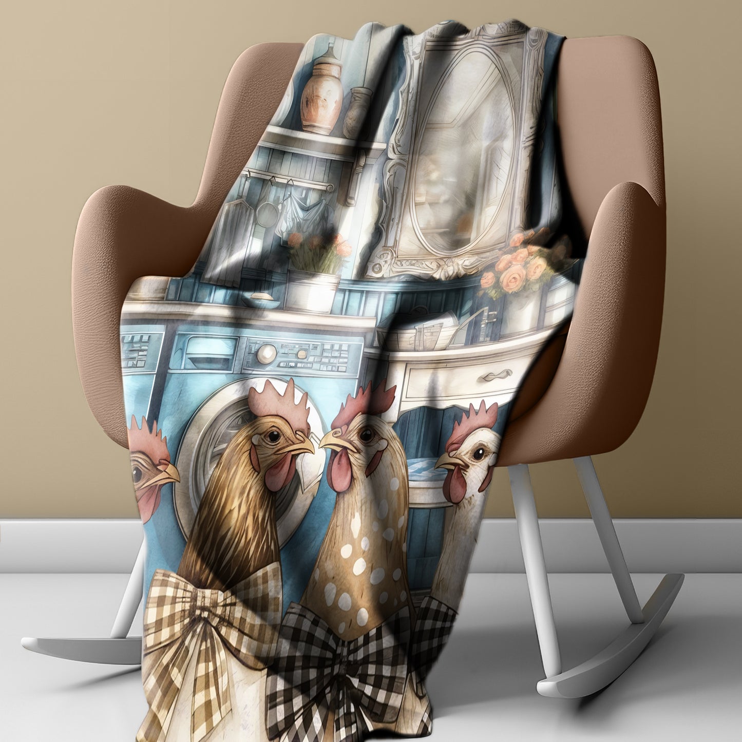 Country Cottage Chickens Light Weight Fleece Blanket