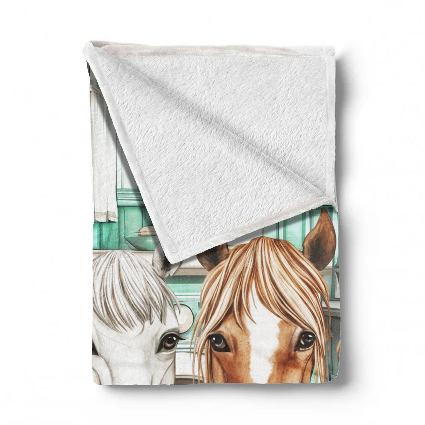 Country Cottage Horse Light Weight Fleece Blanket