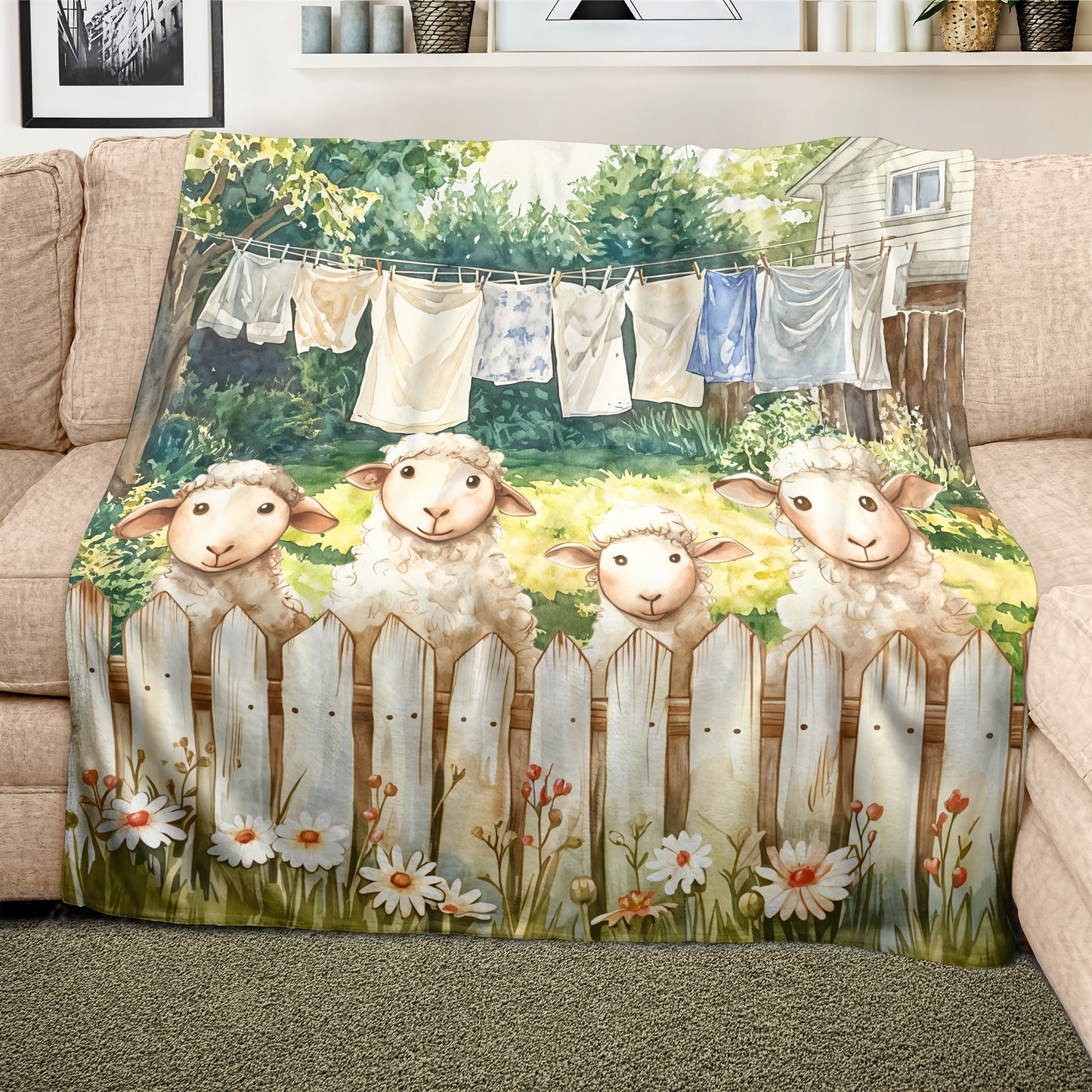 Country Sheep Light Weight Fleece Blanket