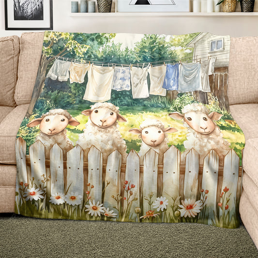 Country Sheep Light Weight Fleece Blanket