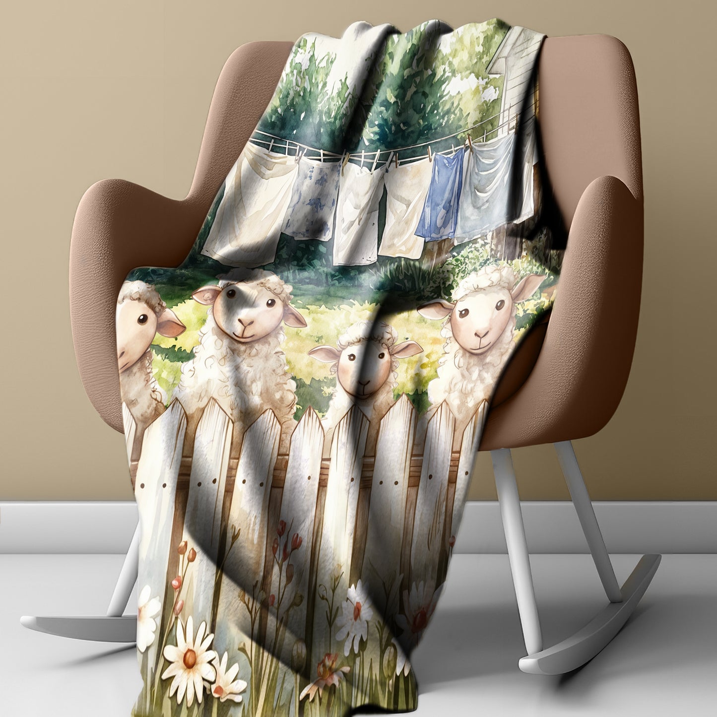 Country Sheep Light Weight Fleece Blanket