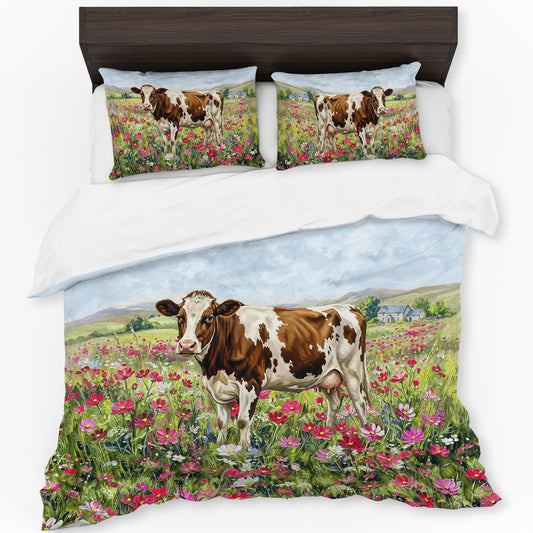 Cow & Cosmos Duvet Cover Set