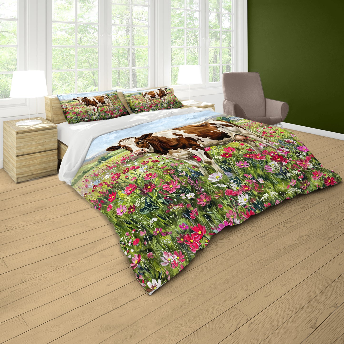 Cow & Cosmos Duvet Cover Set