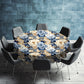 Cream And Blue Floral Round Tablecloth