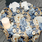 Cream And Blue Floral Round Tablecloth